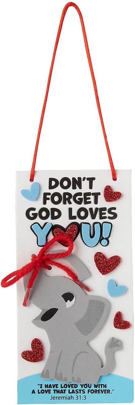 Don't Forget God Loves You' Multicolor Sign Craft Kit - 12 Sets - Perfect Sunday School Activity for Kids