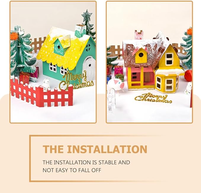 NUOBESTY 5PCS Unfinished Christmas House with Paint Set Art and Craft House for Kids DIY Crafts Woodworking Building Project for Children to Build& Paint