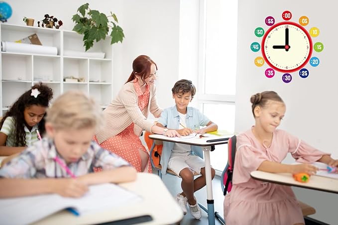 WhatSign 34Pcs Telling Time Bulletin Board Set Decoration Clock for Kids Learning to Tell Time Telling Time Teaching Practice Clock for Elementary Preschool Classroom Supplies Teachers Back to School