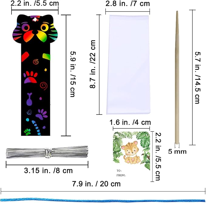 Winlyn 72 Sets 9 Styles Magic Color Scratch Jungle Animal Bookmarks Making Craft Kits DIY Rainbow Scratch Paper Bookmarks Art Sets for Kids Students Classroom Activities Reading Rewards Party Favors