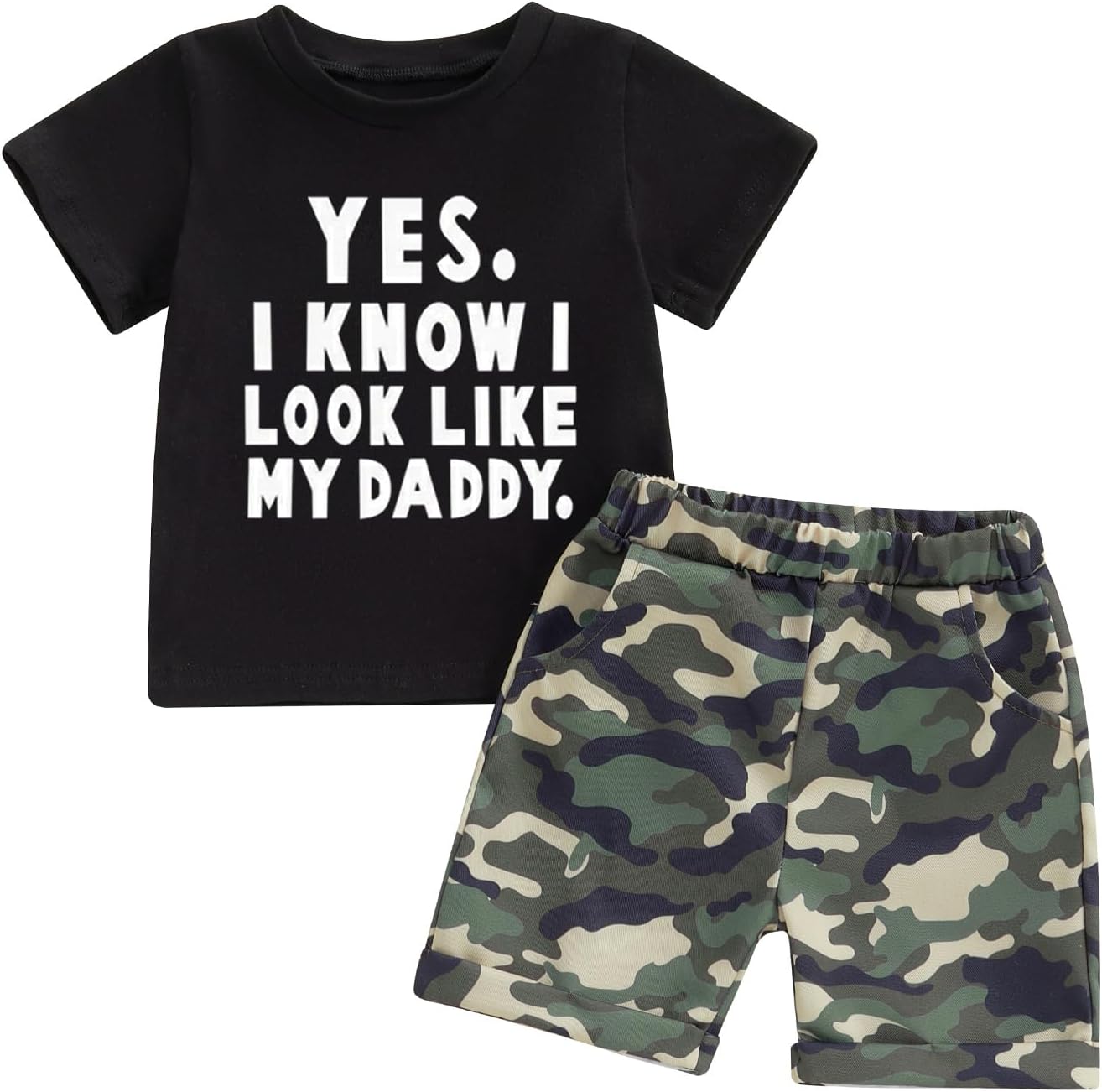 wdehow Toddler Kids Baby Boy Summer Clothes Sets 1T 2T 3T 4T 5T Letter Print Short Sleeve Tops Camouflage Shorts Outfits