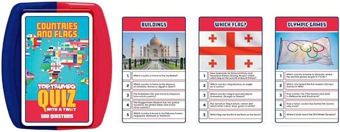 Top Trumps Countries and Flags: Quiz Games - Trivia Quiz - Kids Games for Learning - Great Travel Games and Road Trip Games - Trivia Outdoor Games - Family Games for Kids and Adults 2+ players