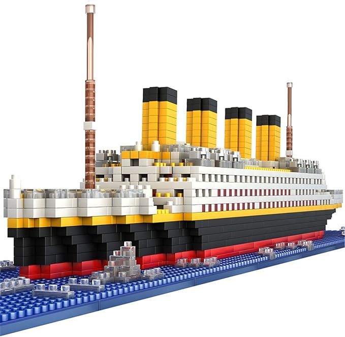 Titanic Ship Model Building Block Set, 3D Puzzle Sets DIY Educational Toys, Bricks Toy, with 1860Pcs Micro Mini Blocks, Ideal Gift for Kids and Adults
