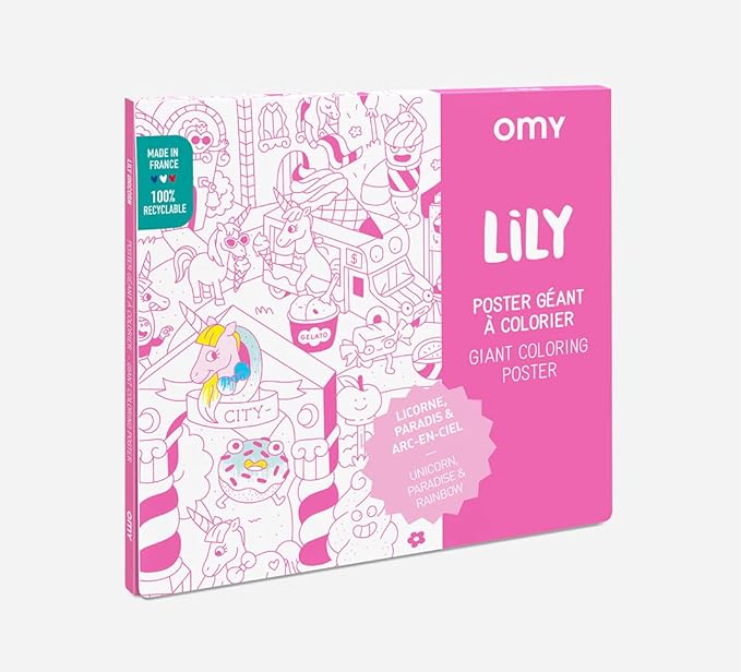 Omy Giant Coloring Poster, Lily The Unicorn, 40 x 28 inches, Creative Fun and Play for Kids, Adults, and The Whole Family.