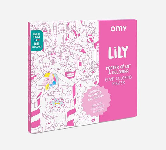 Omy Giant Coloring Poster, Lily The Unicorn, 40 x 28 inches, Creative Fun and Play for Kids, Adults, and The Whole Family.
