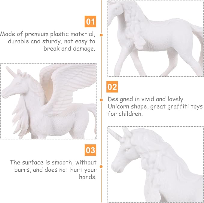 Zerodeko 4pcs DIY Painting Unicorn Toys, Unicorn Arts and Crafts Painting kit Paintable Unicorn Figurines Unicorn Coloring Kits Art Craft Toys for Kids (White)