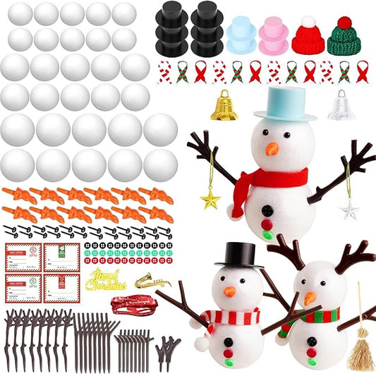 MZfowsen 12Pack Snowman Crafts Kits for Kids, Arts and Crafts for Kids, Build a Snowman Making Kit for Winter Party Favors Supplies