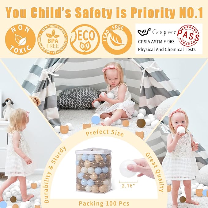 GOGOSO Bear Ball Pit Balls Shapes BPA Free Plastic Play Balls Crush Proof Kids Toddlers Baby Pastel Pelotas Toy Shaped Giant Friendship Bracelet