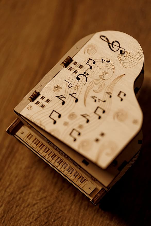 Wood Trick Toy Piano Music Box Moonlight Sonata, Wooden Musical Piano Toy Mini - 3D Wooden Puzzle, Assembly Toys, Brain Teaser for Adults and Kids