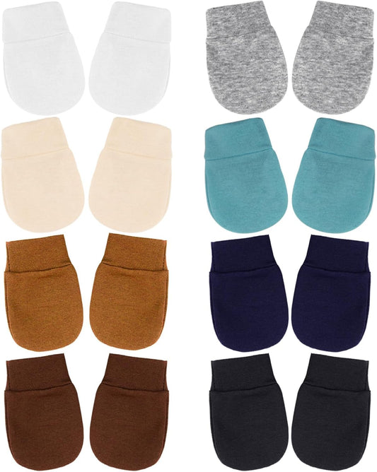 BQUBO Newborn Infant Toddler Mittens No Scratch Cotton Elastic Wrist Gloves Hypoallergenic for 0-6 Months Baby Boys Girls