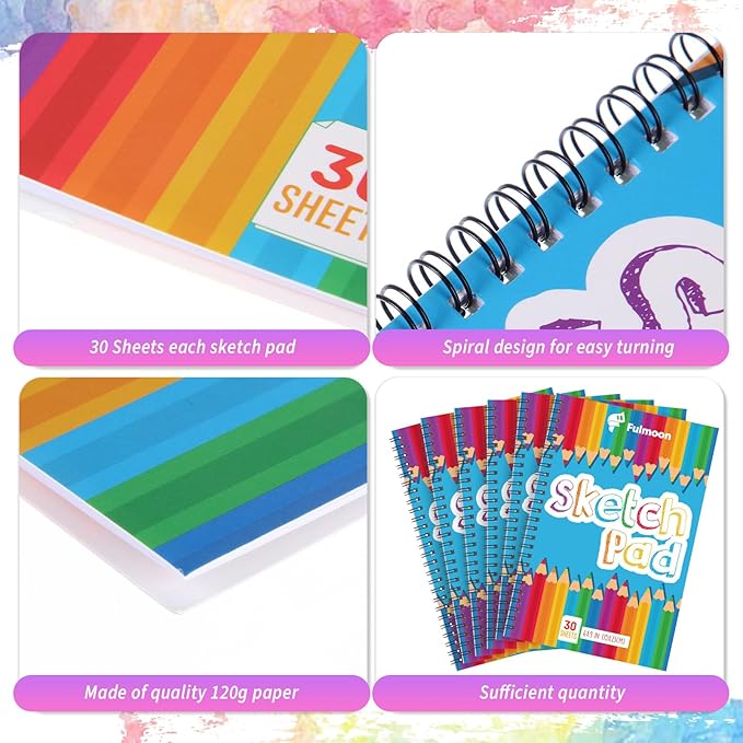 Fulmoon 100 Pcs Operation Christmas Bulk Drawing Pad for Kids 30 Sheets Drawing Paper Coloring Sketch Book Art Supplies for Adults Crayons Pencils School Office Christmas Art Supplies, 6 x 9 Inch