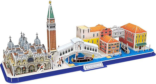 CubicFun 3D Puzzle for Adults Kids Bavaria Cityline Venice Italy Building Model Kits Toys Gift for Men and Women, San Marco Basilica, Rialto Bridge, Venice Grand Canal and Bridge of Sighs 126 Pieces