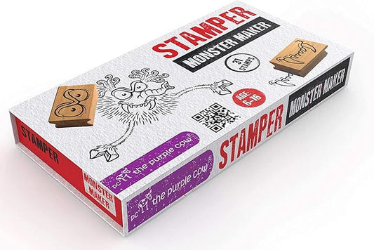 The Purple Cow - Stamper - Monster Maker Stamp Kit for Kids. Paint Stamper for Arts and Crafts. Develop Creativity with 31 Stamps and an Ink pad, for Girls and Boys Ages 6 to 16.