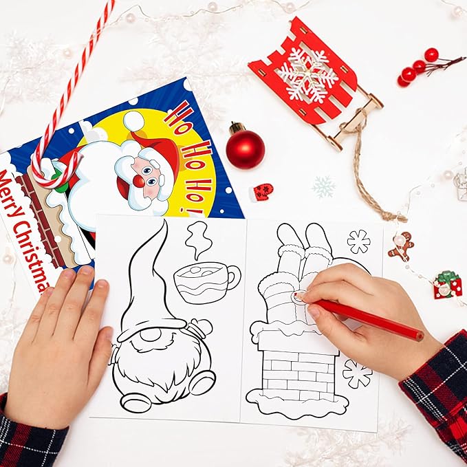Omgouue 32Pcs Christmas Coloring Books for Kids - Xmas Coloring Book for Kids All Ages Indoor Activities at Home Party Favors Gift Supplies