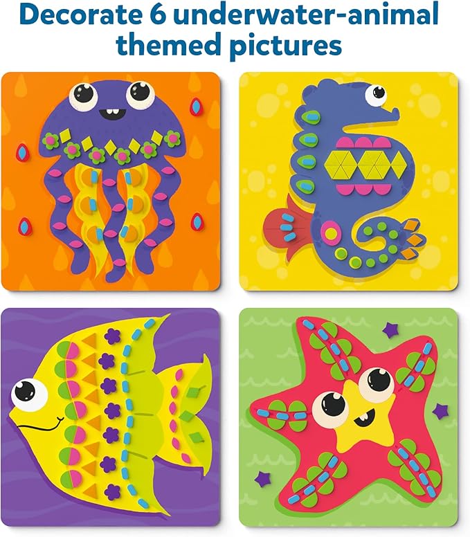 Skillmatics Art Activity - Fun with Foam Under The Ocean, No Mess Felt Sticker Art for Kids, 3D Foam Stickers, DIY Craft Kits, Gifts for Boys & Girls Ages 3, 4, 5, 6, 7