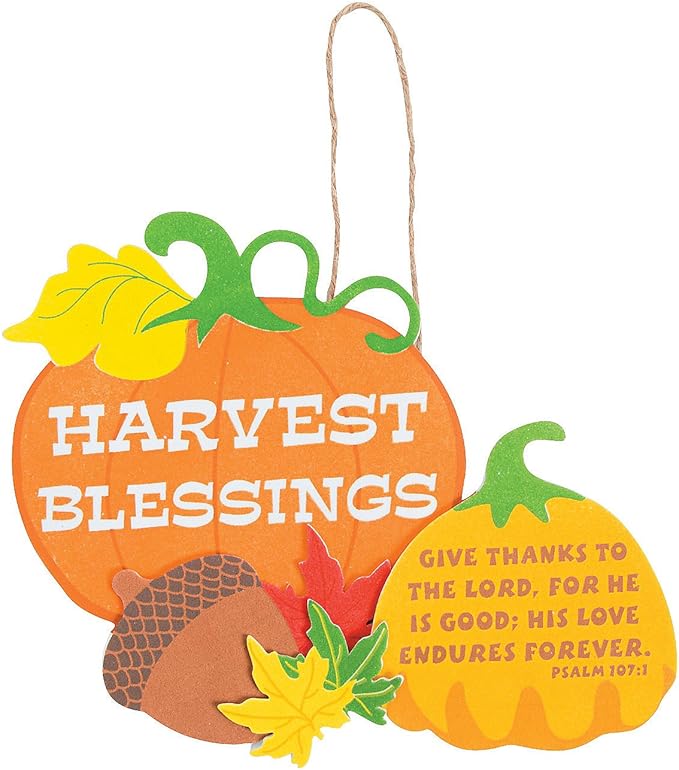 Fun Express Harvest Blessings Sign Craft Kit - Makes 12 - Thanksgiving Crafts for Kids