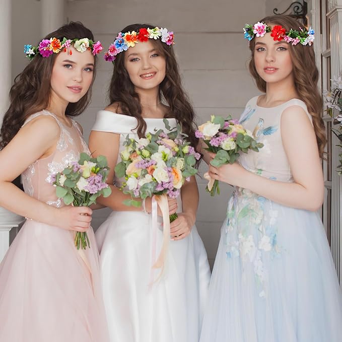 Syhood Mini Plum Blossom Crowns Making Kit, 120 Pcs Parts, Make Your Own Flower Crown Wreath Headbands and Bracelets Craft Kit Hair Accessories Handmade DIY Floral Crown Garland Kit Presents