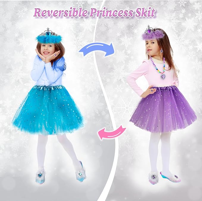 Princess Dress Up, Girl Dress Up & Jewelry Boutique, Toddler Dress Up Toys with Cloak & Tutu Skirt, Princess Shoes Pretend Jewelry Accessories Princess Costumes Gifts Toys for Girls Years 3+
