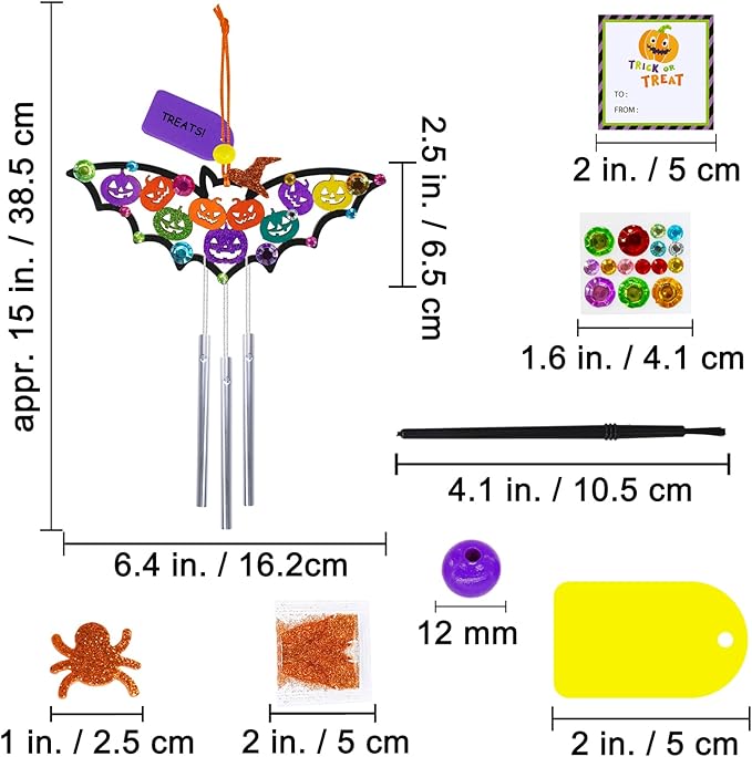 Winlyn 24 Sets Halloween Crafts Fall Crafts Halloween Bat Craft Kits DIY Wooden Bat Wind Chimes Ornaments Craft Kits for Kids Classroom Activities Art Project Halloween Decorations Party Favors