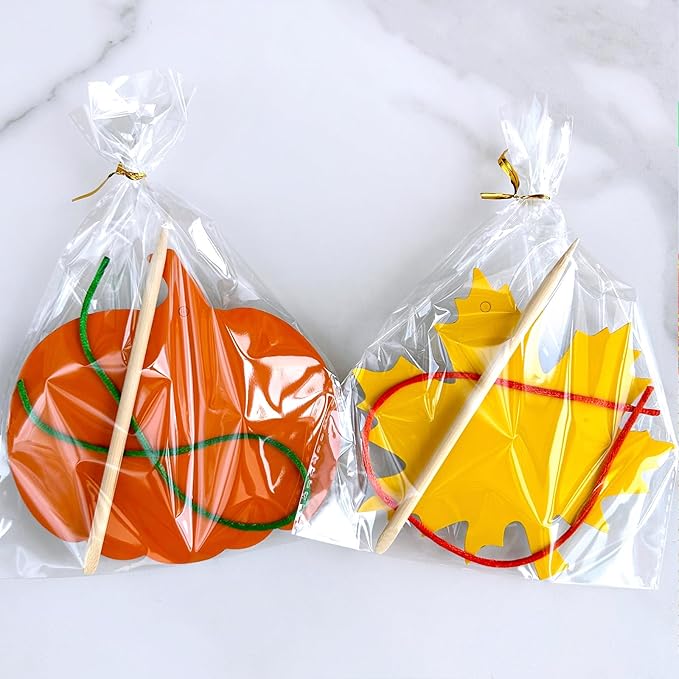 Winlyn 48 Sets Colorful Magic Color Scratch Fall Ornaments Autumn Scratch Art Maple Leaf Oak Leaf Pumpkin Apple Acorn Fall Craft Kits for Kids Classroom Activities Halloween Harvest Party Decorations