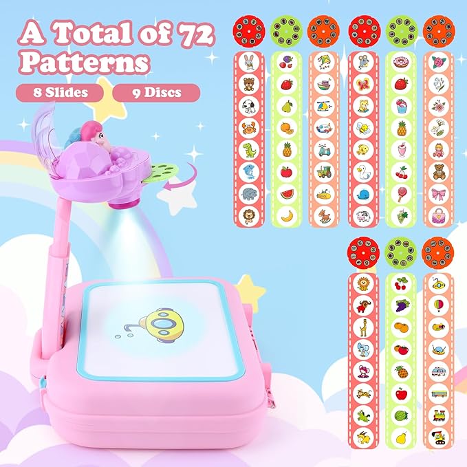 Drawing Projector for Kids,Arts and Crafts for Kids,Include Drawing Board,Crayons,Coloring Book,Stickers etc,Kids Toys for Age 3-5 Year Old Girls Christmas & Birthday Gifts (Mermaid Drawing Box)