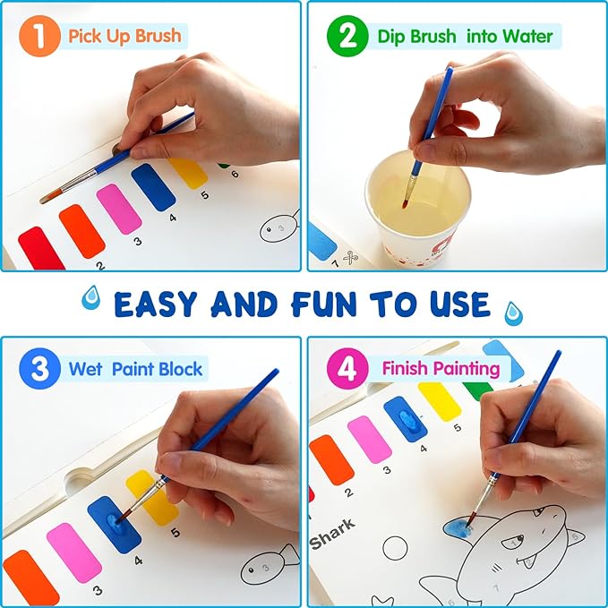 Water Coloring Books for Toddlers - Easter Basket Stuffers Watercolor Paint Book Drawing Art Paper for Kids Mess Free Craft Supplies kit Toy for Age 3 4 5 6 Valentines Birthday Gift(Sea)