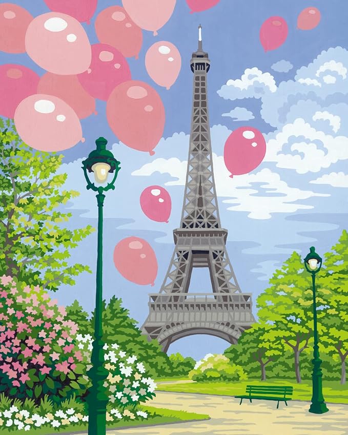 Ravensburger Paris in Spring Paint by Numbers Kit for Children - Painting Arts and Crafts for Kids Age 12 Years Up