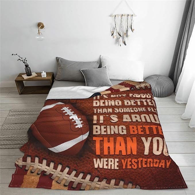 Football Throw Blanket Football Sports Lover Gifts for Men Ground American Football Decor Blankets Soft Cozy Fleece Plush Warm Flannel Bedding Blanket for Boys Kids Teens Adults Couch Travel 40"X50"
