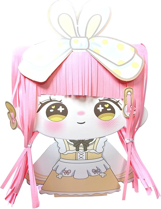 Muloo Goods Paper Craft DIY Hair Stylist for Kids, Fun Paper Cut Set, 4 Wigs (10)