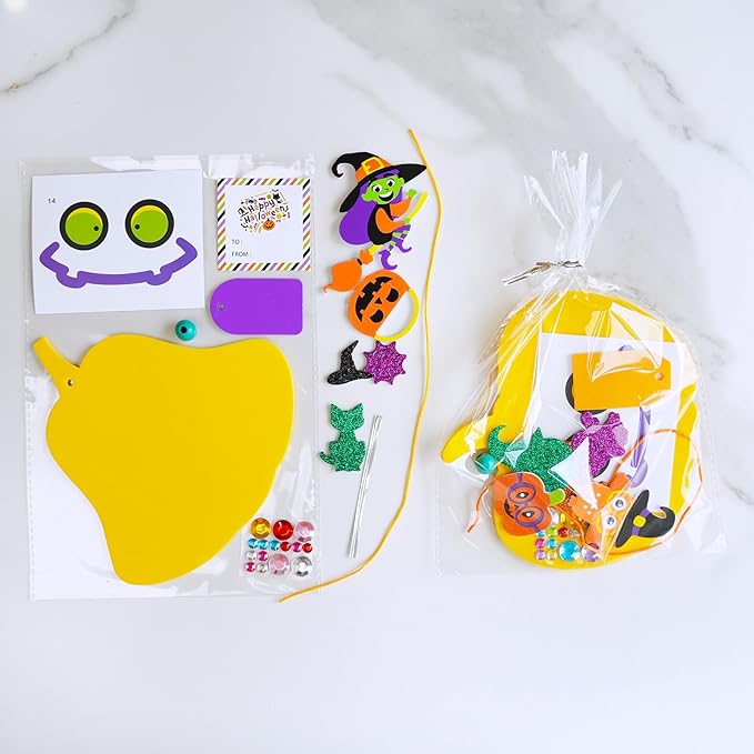 Winlyn 36 Sets Halloween Pumpkin Decorations DIY Foam Halloween Craft Kits Ghost Bat Monster Foam Stickers Halloween Arts and Crafts for Kids Home Classroom Activities Party Favors Trick-Or-Treaters