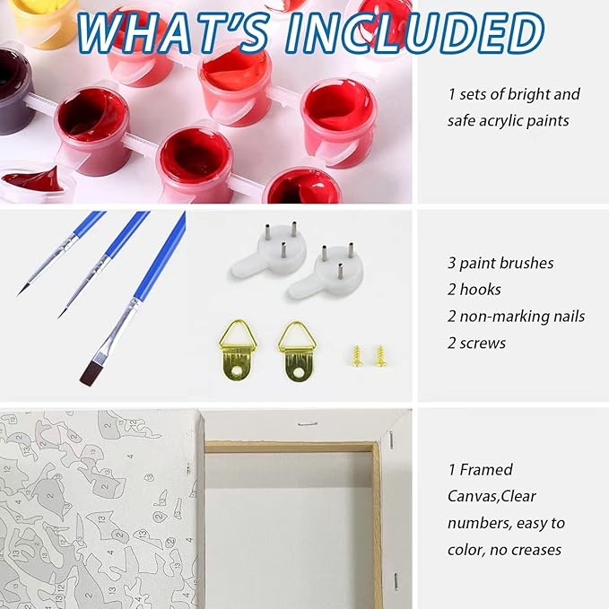 Paint by Number Kits for Adults,Kids, Beginners, with Brushes and Acrylic Pigment, 16x12 Inch Elephant - with Framed