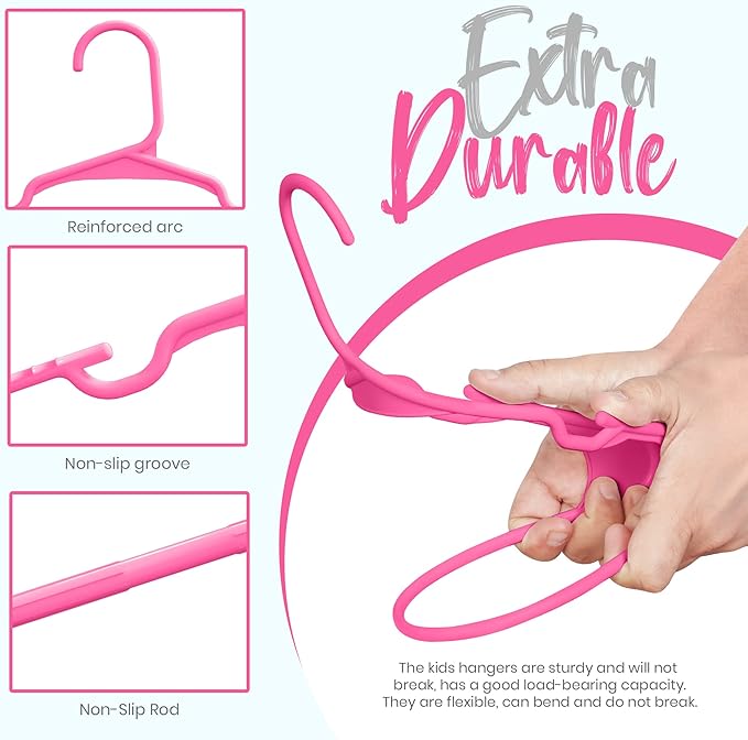 Utopia Home 20 Pack Kids Hangers - 11.5 Inch Plastic Baby Hangers for Closet - Childrens Hangers for Clothes & Infant Hangers for Closet - Ideal for Everyday Standard Use (Pink)