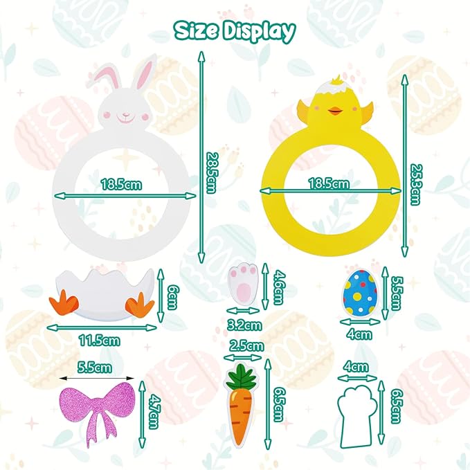 Fennoral 6 Pack Easter Wreath Craft Kit for Kids Make You Own Bunny Chick Wreath Foam Sticker Ornament DIY Easter Arts and Crafts for Art Activities Spring Easter Decoration Supplies