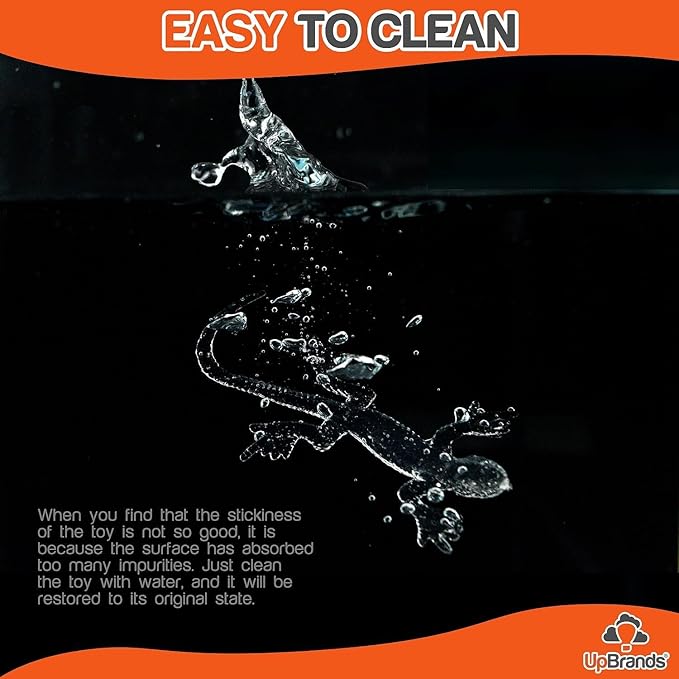 UpBrands 24 Pack CLEAR Super Stretchy Lizard Toys - Transparent Party Favors Pinata Filler, Rubber Lizards for Kids, Reptile Sticky Gecko & Newt Toy, Stress-Relief