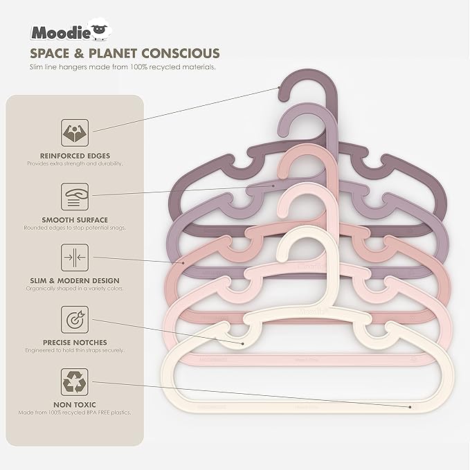 Recycled Plastic Kids Hangers | 13.5" Heavy Duty Kids Clothes Hangers | Bulk Pack Childrens Hangers, Large Child Hangers | Toddler Hangers (2-12yrs | 25 Pack, Pink)