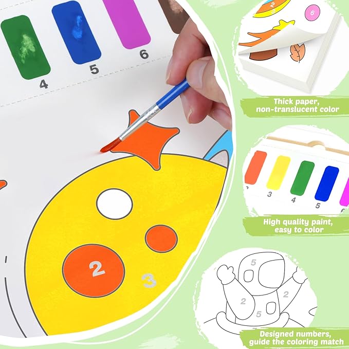 Water Coloring Books for Toddlers - Easter Basket Stuffers Watercolor Paint Book Drawing Art Paper for Kids Mess Free Craft Supplies kit Toy for Age 3 4 5 6 Valentines Birthday Gift(Aniaml,Planet）