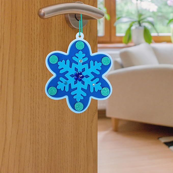 Winlyn 24 Sets Christmas Craft Kits Winter Crafts DIY 3D Snowflake Ornaments Decorations Art Sets Assorted Snowflake Christmas Foam Stickers for Kids Holiday Home Classroom Activities Party Favors