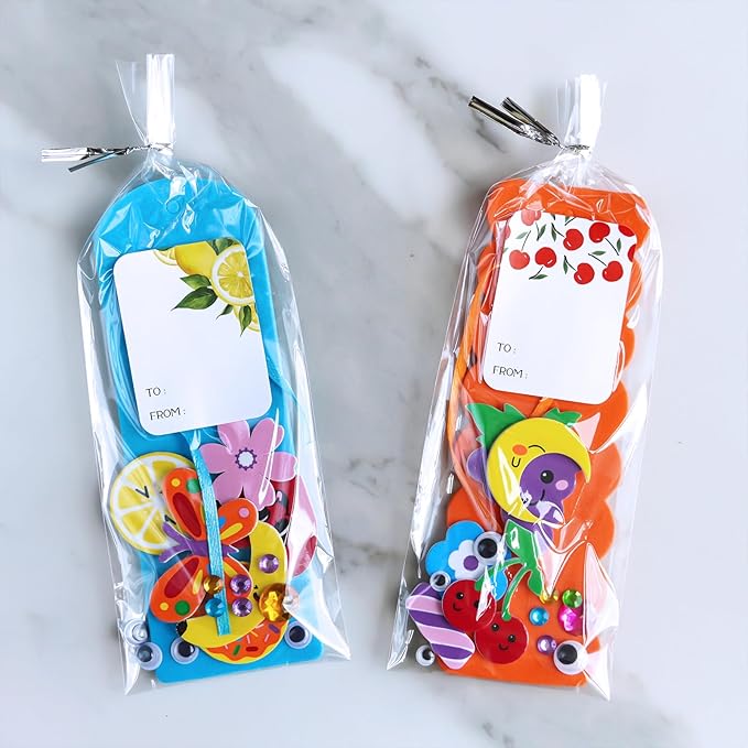 Winlyn 36 Sets Cute Crafts Kits DIY Colorful Whimsical Bookmarks Decorations Art Sets Fruits Sweet Treats Animals Sun Rainbow Foam Stickers for Kids Classroom Activities Reading Rewards Party Favors