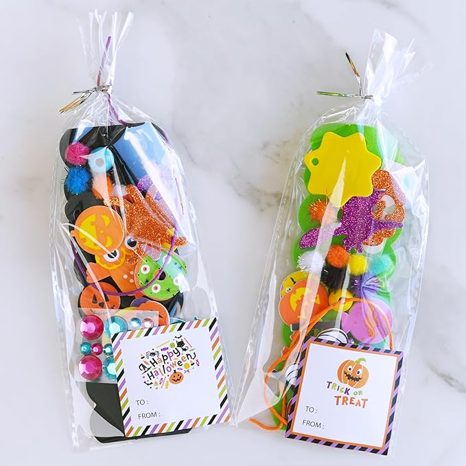 Winlyn 36 Sets Halloween Crafts Kits Fall Crafts DIY Halloween Bookmarks Ornaments Art Sets Bats Monster Jack-O'-Lantern Ghost Foam Stickers Arts and Crafts for Kids Classroom Activities Party Favors