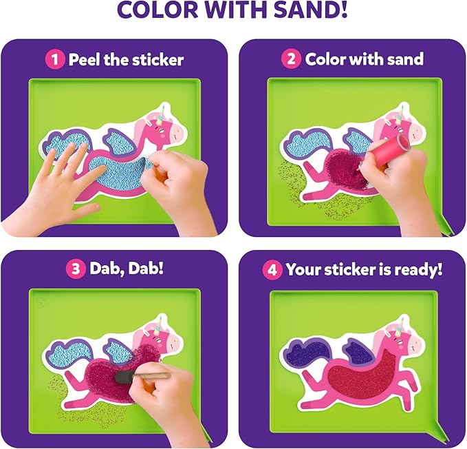 Skillmatics Art & Craft Activity - Sand-Tastic Art Unicorns & Princesses, Easter Basket Stuffers, Sand Art for Kids, Craft Kits & Supplies, DIY Creative Activity, Gifts for Ages 4, 5, 6, 7, 8, 9, 10