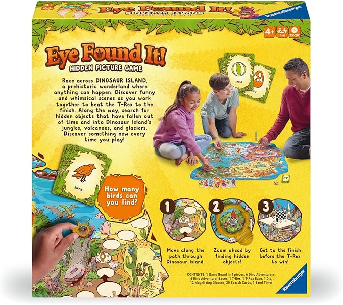 Ravensburger Dinosaur Island Eye Found It! Board Game - Engaging Family Fun | Colorful Dinosaur Scenery | Skill-Building Game | FSC-Certified Materials