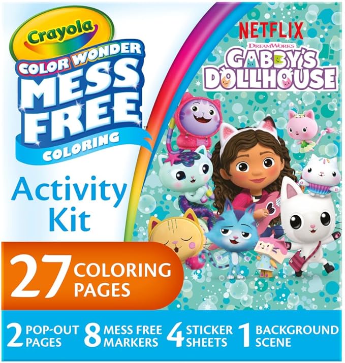 Crayola Color Wonder Gabby's Dollhouse Activity Kit, Mess Free Coloring Set for Toddlers, Kids Toys, Gifts for Girls & Boys, 3+