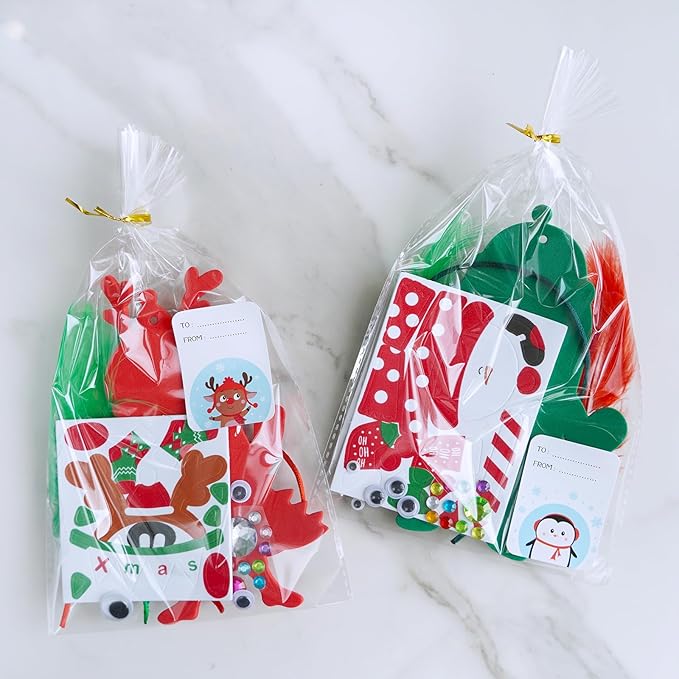 Winlyn 24 Sets Christmas Craft Kits Winter Crafts DIY Monster Ornaments Decorations Art Sets Foam Monster Christmas Stickers Googly Eyes Feathers for Kids Holiday Home Classroom Activities Party Favor