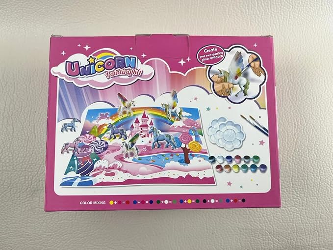 DIY Painting Unicorn Kit Arts and Crafts Set for Kids or Girls Decorate and Drawing 3D Toys for Children Gift(6 Unicorns)