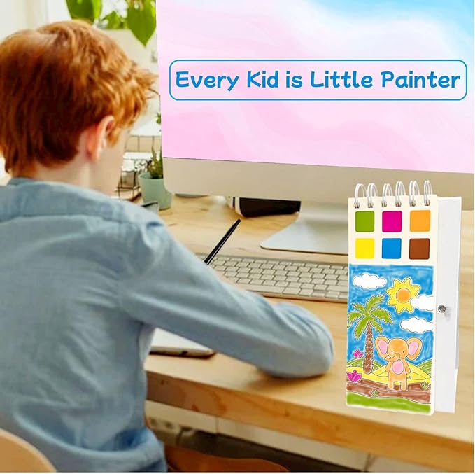 Riomhorry Water Coloring Books for Toddlers, Water Painting Easel Books with Brush for Kids Ages 2-4, 4-8, Watercolor Book to Toddler Painting Activities, Animal Paradise