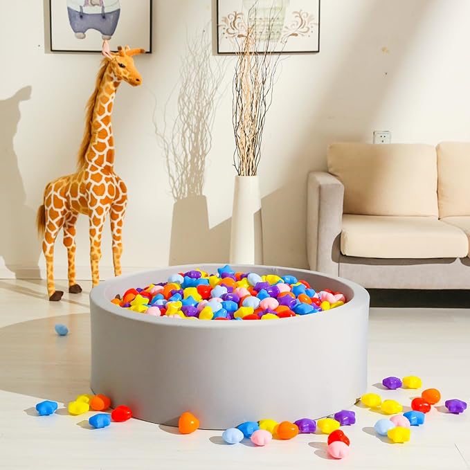 GOGOSO Ball Pits Balls for Toddlers, 100 Stars Hearts Florid Shapes Ball, Flowers Plastics Balls for Bounce House, Pastel Ball for Kids Birthday Party Xmas Friendship Bracelet Banner Decor