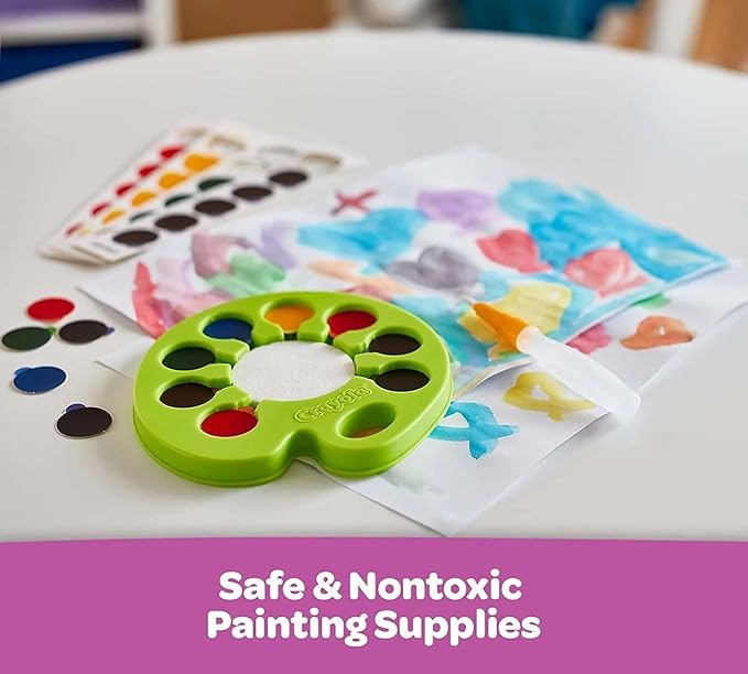 Crayola Watercolor Pop & Paint Palette, Washable Paint Kit, Less Mess Watercolor Paint Set for Kids, Arts & Crafts, Toddler Gifts
