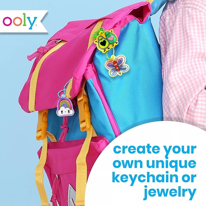 Ooly Shrink-Its DIY Shrinking Art & Vivid Pop Marker Kit, 40 Pre Cut Shrinking Charms, 6 Cords & Chains, 8 Water Based Paint Markers for Kids in Classic Colors