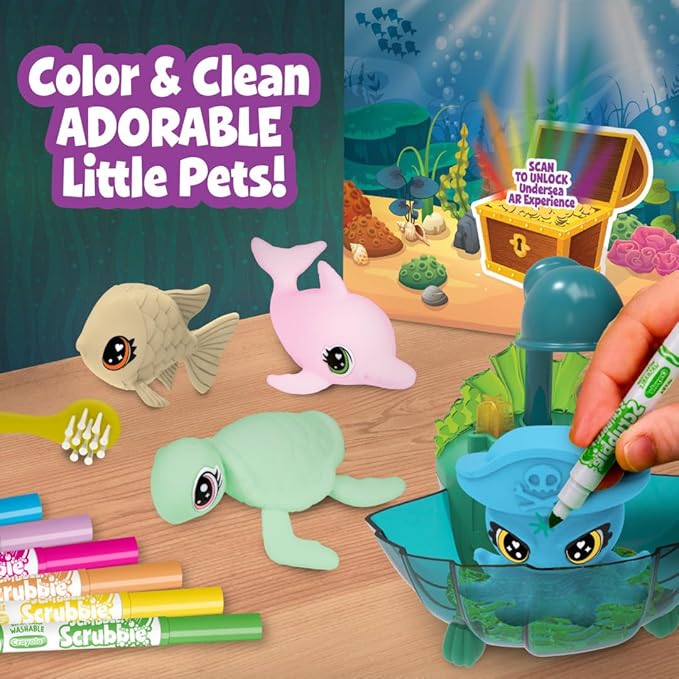 Crayola Scribble Scrubbie Glow Lagoon Pets, Sea Animal Toys, Gifts for for Boys & Girls, 3+