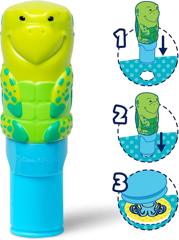Melissa & Doug Sticker Wow!™ Sea Turtle Bundle: 24-Page Activity Pad, Sticker Stamper, 500 Stickers, Arts and Crafts Fidget Toy Collectible Character